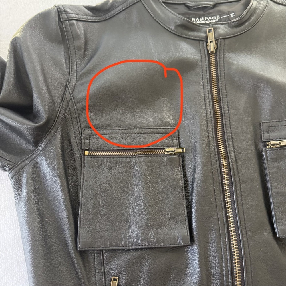 Y2k Vintage Rampage 100% Leather Jacket Size Medium Black Moto Chic Biker Baddie - Picture 6 of 16